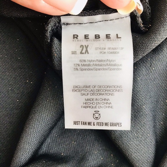 Rebel Wilson X Angels Black/Metallic Bronze Knit Top BE THANKFUL FOR THIS 2X EUC - Picture 8 of 9